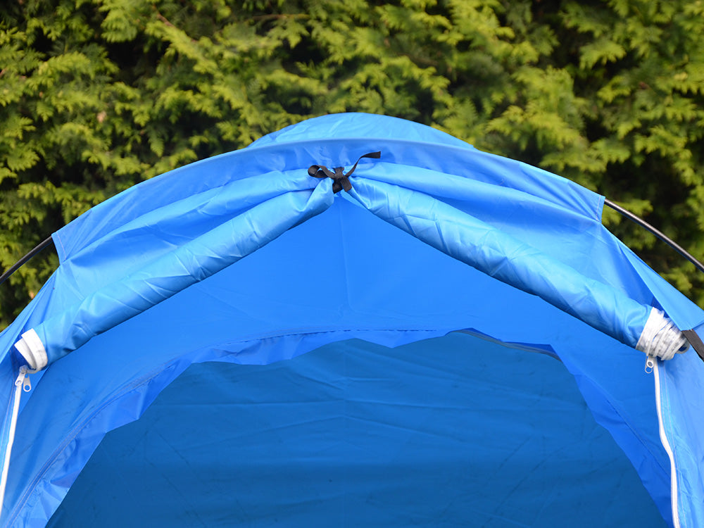 Cort camping, Zola, 2 persoane, 1 camera, cu marchiza, poliester, 205x150x105 cm, albastru Cort camping, Zola, 2 persoane, 1 camera, cu marchiza, poliester, 205x150x105 cm, albastru